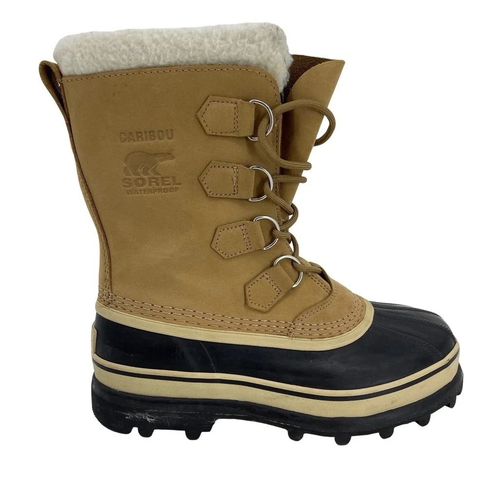 Sorel Caribou Snow Boots Mens 8 EU39 Tan Waterproof Insulated Winter Leather‎